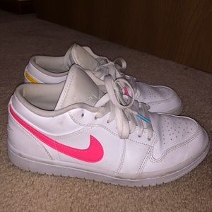 Jordan 1 low white multi color swoosh size 7.5 men (9 women)